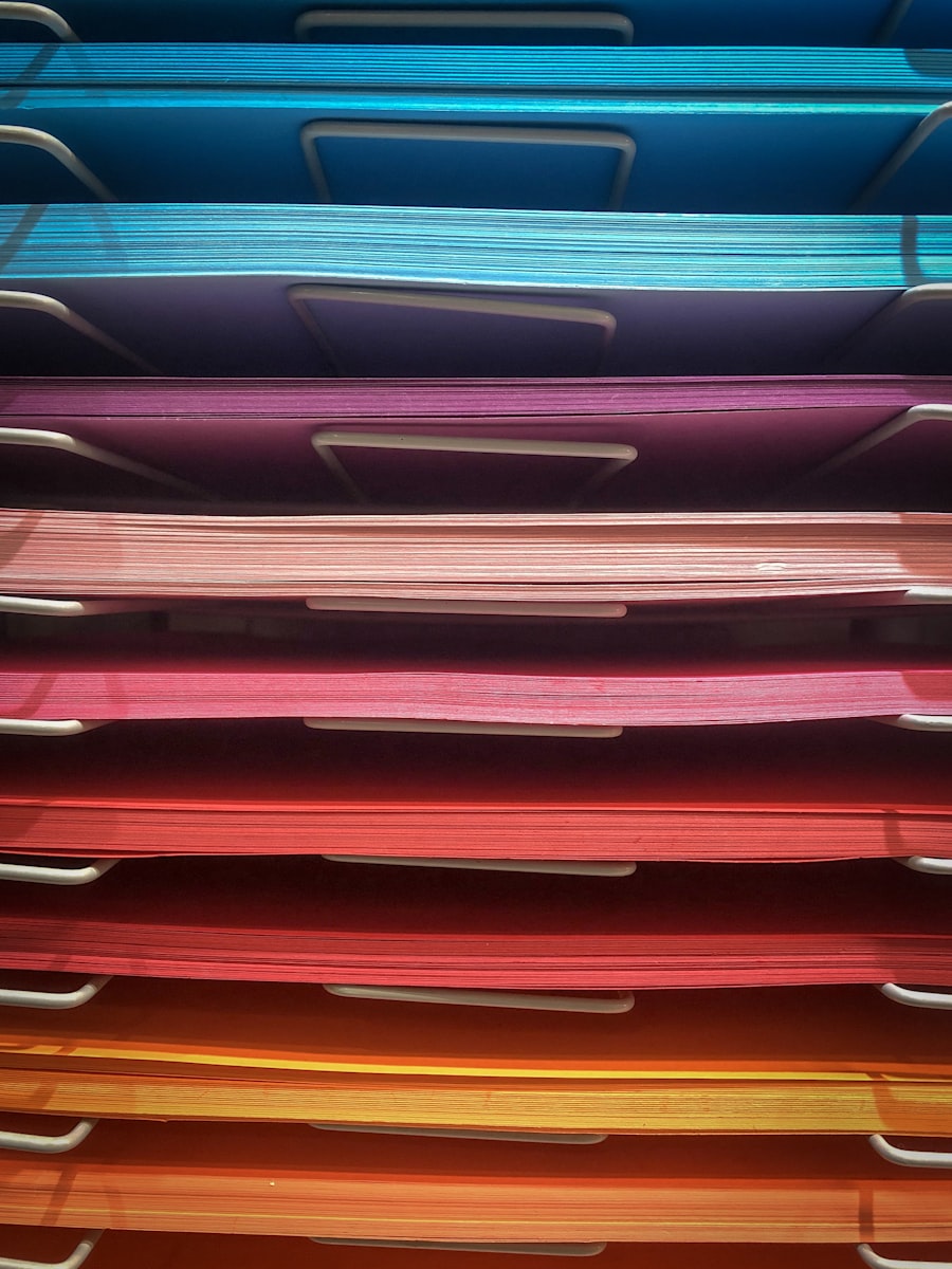Colorful tabbed paper sections